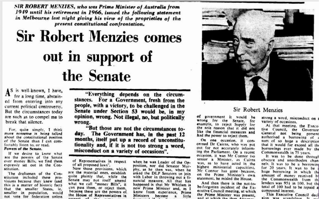 22-Oct-75 Article: Menzies: but these are special circumstances: the Whitlam government has in the last 12 months a record of unconstitutionality & misconduct, on a variety of occasions 4.png