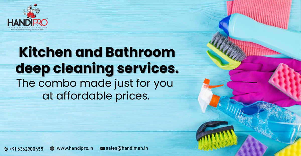 Handipro1's tweet photo. Kitchen and bathroom deep cleaning services.
Let's get deep!!

Call us: 6362900455
Visit: https://t.co/BK6PfEqAgJ
Mail: sales@handiman.in

#deepcleaningservices #kitchencleaning #kitchendeepcleaning #bathroomcleaning #bathroomdeepcleaning #kitchenandbathroomcleaningservice https://t.co/Yg7gZijhm1