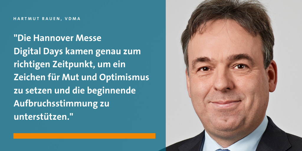 VDMAonline's tweet photo. 2️⃣ Tage lang Blick in die Zukunft: die #HMDigitalDays zeigen erfolgreich den Weg in eine digitalisierte, ressourceneffiziente und klimafreundliche Zukunft - der #Maschinenbau ebnet den Weg. Wir sehen uns wieder auf der #HM21 @hannover_messe #Digitalisierung #Ressourceneffizienz https://t.co/tVCL0PIbRq