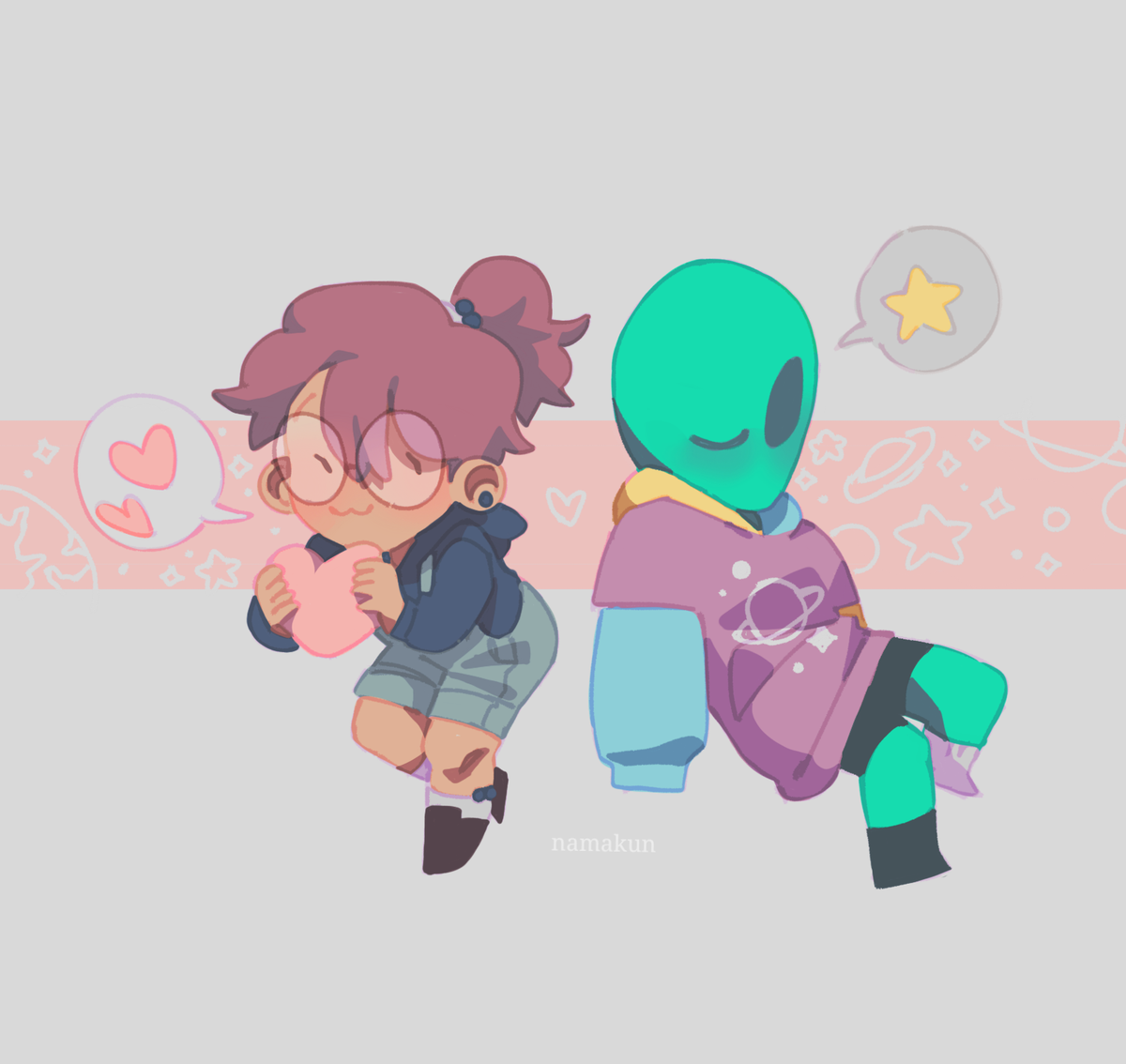 heres a new character i made !
her name is alice and she's dating her alien bf ??
She's also a really cute dork lol