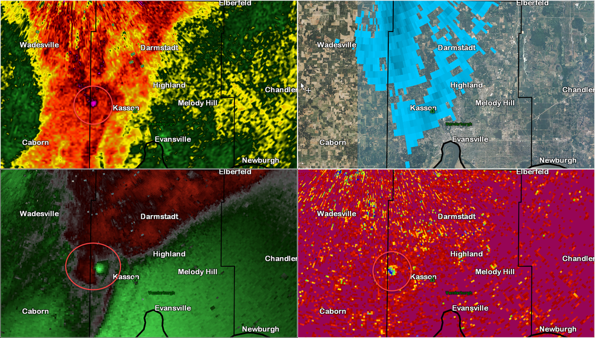 We likely had a brief tornado touch down just WNW of Kasson. We had a TDS, brief Debris ball and a tight couplet on radar. #tristatewx #inwx