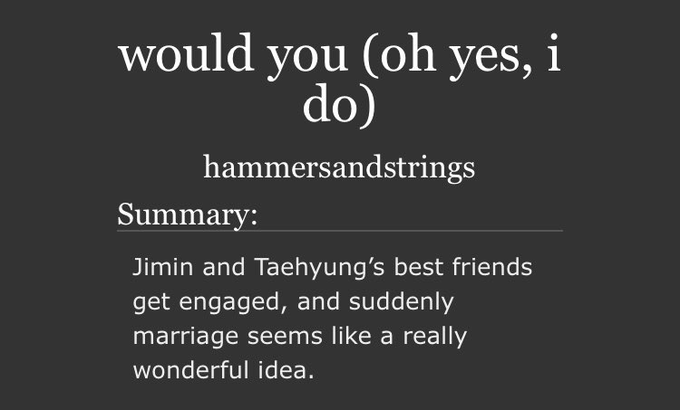 would you (oh yes, i do) another soft fic w/ established vmin!!  https://archiveofourown.org/works/17793941 