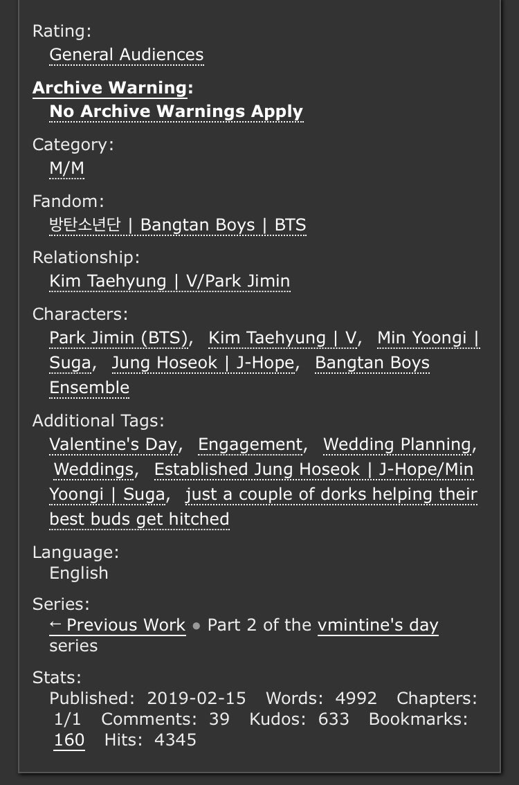 would you (oh yes, i do) another soft fic w/ established vmin!!  https://archiveofourown.org/works/17793941 
