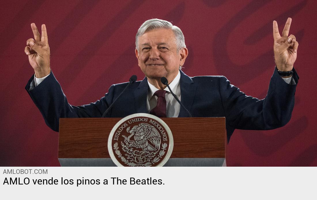 ABot2024's tweet photo. AMLO vende los pinos a The Beatles. https://t.co/Xi140gwete