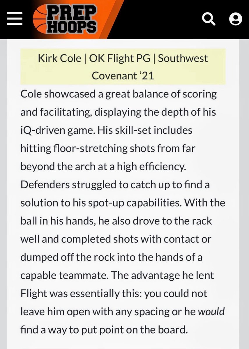 adidasunity2021's tweet photo. 6’2 2021 Kirk Cole had a great week at UCO team camp. Not only did he get his 1st in game dunk, he got 6 of them! High points of 40, 33, &amp; 31 this week.  3.7 GPA leading scorer in the state in his class. @zac__rogers @coachglenney @danielxwheeler  @thacoachmike @McKinnisBryce https://t.co/OgGINbPnOx