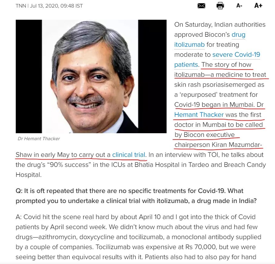  @kiranshaw: who played w/ 21 lives? Dr Thacker called 1 of PIs by  @Chaiti on  @IndiaToday, while  @TOIIndiaNews calls his OFF-LABEL study a CLINICAL TRIAL w/ 21 patients (1st RECRUITMENT on May 12 as Dr Thacker mentions)  @d_s_thakur  @VidyaKrishnan  https://twitter.com/das_seed/status/1283637685962387456