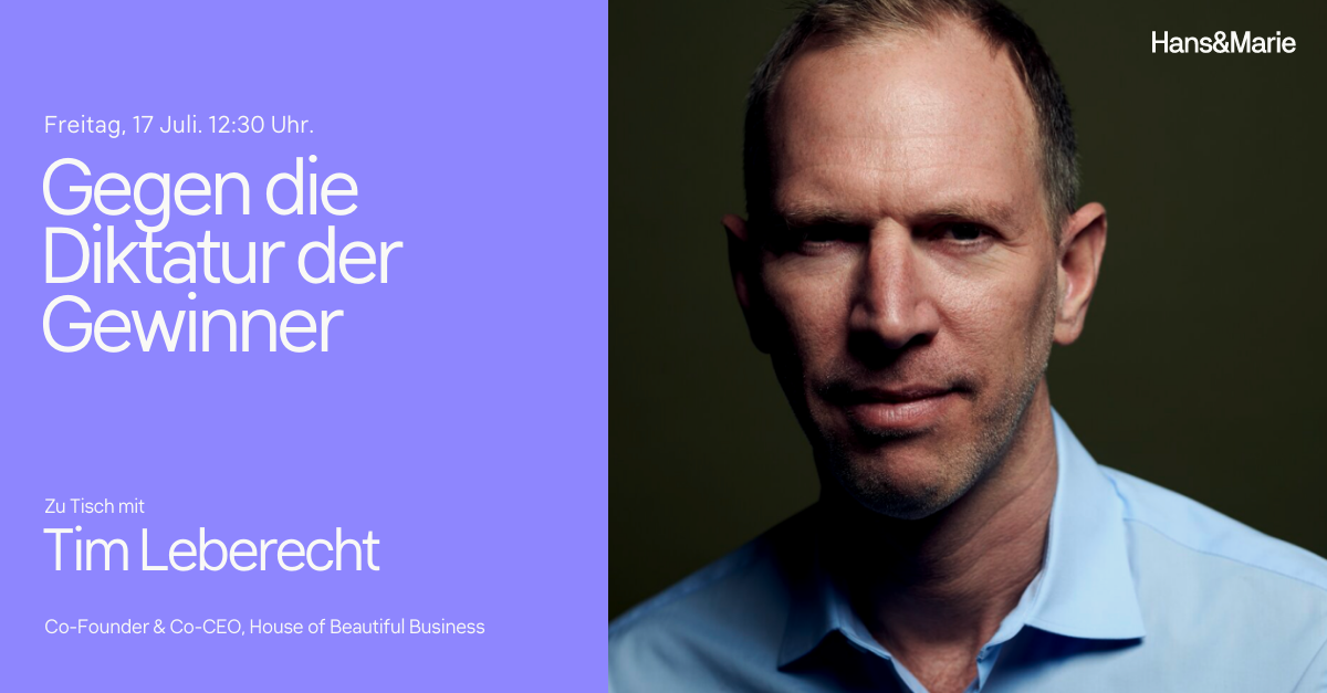 Diesen Freitag sprechen wir mit @timleberecht, Co-Founder des House of Beautiful Business, über die Utopie einer zutiefst menschlichen Gesellschaft der guten Verlierer. Diesen Freitag, 17. Juli, um 12:30 Uhr. Zur Anmeldung geht's hier entlang: ow.ly/vwC250AyIAp