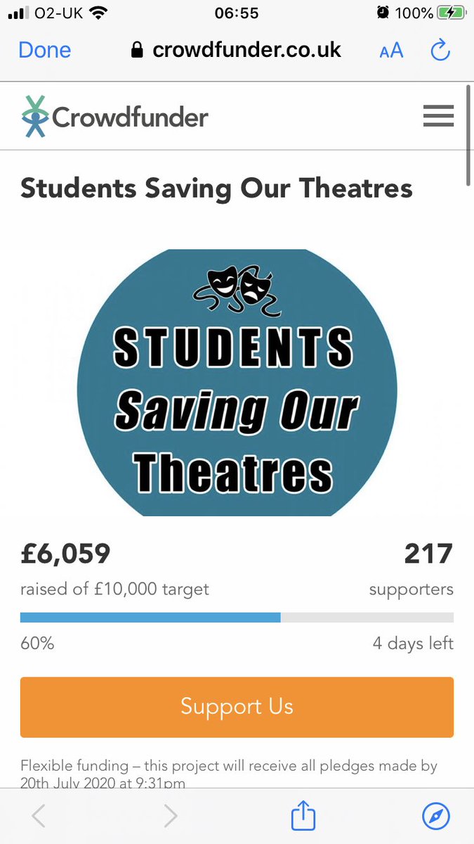 We’re super proud to see that the <a href="/SaveOurTheatres/">Students Saving Our Theatres</a> campaign, set up by <a href="/warwickuni/">University of Warwick</a> <a href="/TheatreWarwick/">Theatre Warwick</a> students and rolled out nationally, has hit 60% of its target. If you have even a small amount to donate, please head to their Twitter account where there’s a link to Crowdfunder.