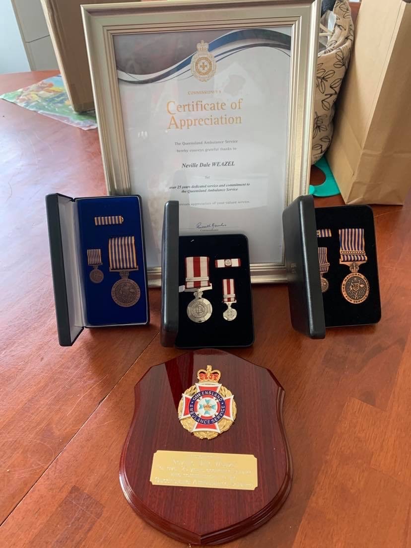 QASCentralQld's tweet photo. Congratulations to Neville Weazel who has retired after more that 25 years of service to QAS and the community. We wish you and Janine all the very best, and thank you again for your valued service. https://t.co/J0SO5Y8Oke