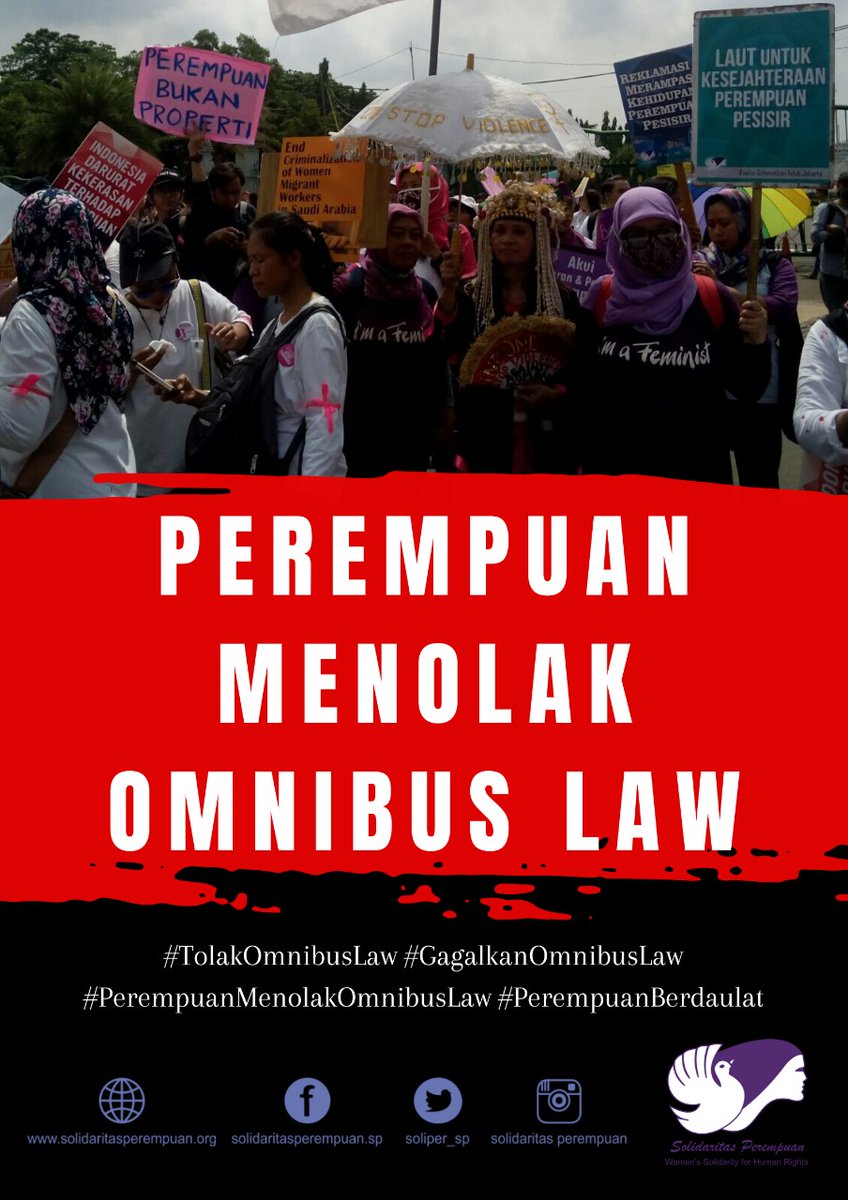 Soliper_SP's tweet photo. Hentikan pembahasan RUU Cipta Kerja yang menghancurkan kedaulatan rakyat dan batalkan sekarang juga! Fokus lindungi perempuan dan rakyat marjinal, bukan kepentingan investor! @DPR_RI 
#TolakOmnibusLaw #GagalkanOmnibusLaw
#PerempuanMenolakOmnibusLaw
#PerempuanBerdaulat https://t.co/X9JzQI8RPI