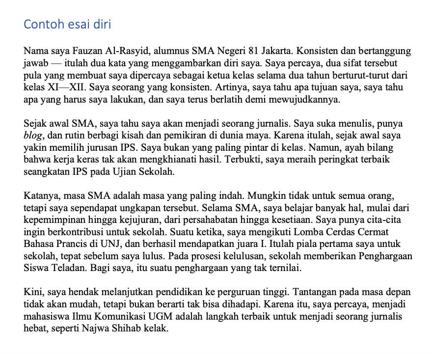 Fauzan Al Rasyid On Twitter Banyak Orang Tidak Kenal Dirinya Sendiri Ini Biasanya Tes Pertama Bagi Mahasiswa Saya Menulis Esai Diri Lebih Dari 250 Kata Pastinya Namun Jika Boleh Mencontohkan Beginilah Gaya Saya