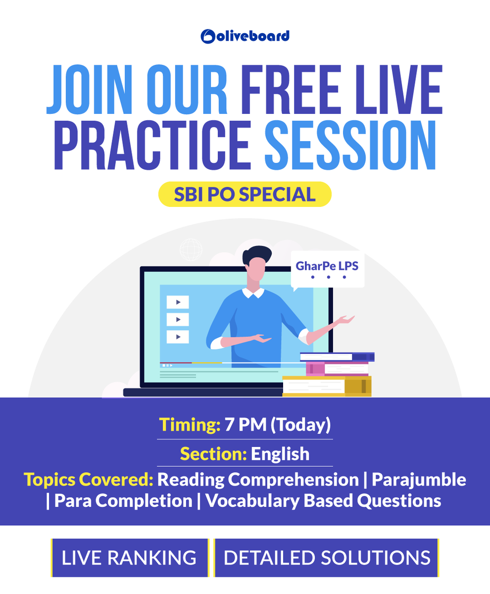 Oliveboard's tweet photo. [Today at 7 PM] GharPe LPS | SBI PO Special: Free Live Practice Session for English. Don't Miss It! Join here: https://t.co/9UGeWouUSW

#Oliveboard #LPS #LivePracticeSession #FreeLPS #TopFaculty #SBI #SBIPO2020 https://t.co/5G5ozcxrPQ