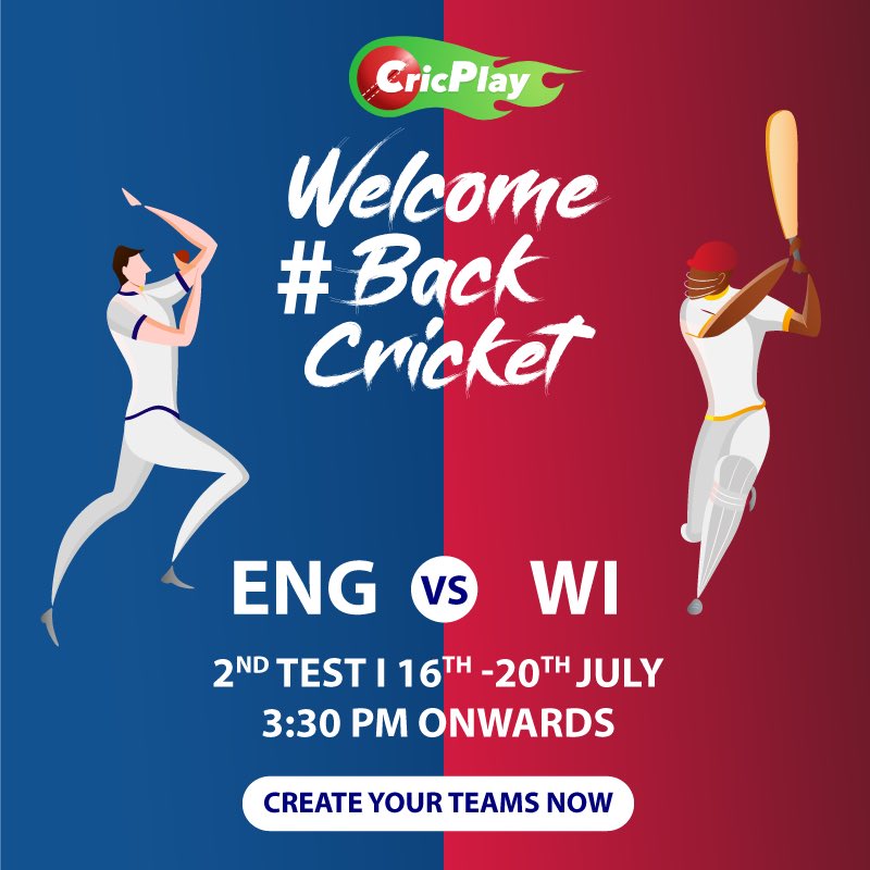 West Indies spiced up the Test series by handing a 4-wicket defeat to England in the 1st test. England will hope to attain stability in the batting with the return of their skipper J Root.
#Create your teams for FREE on <a href="/CricPlay/">CricPlay</a> ➡️bit.ly/CPlayApp
#RaiseTheBat #ENGvsWI