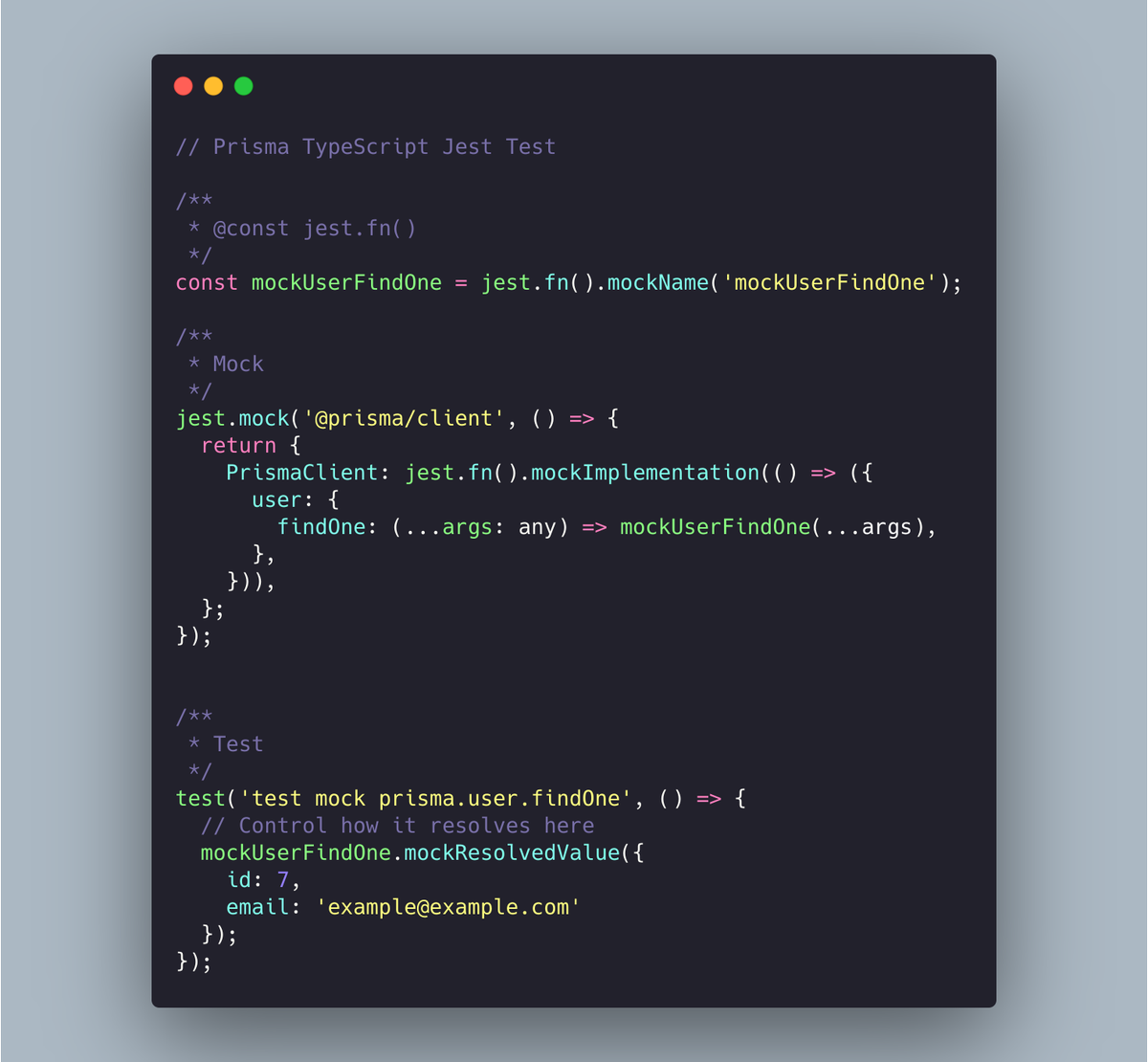 codingwithmanny's tweet photo. Ever wanted to mock @prisma in a Jest Test with #TypeScript? Here's my template for getting it done. #javascript #webdevelopment #testingjavascript https://t.co/lAnEyMqRUt
