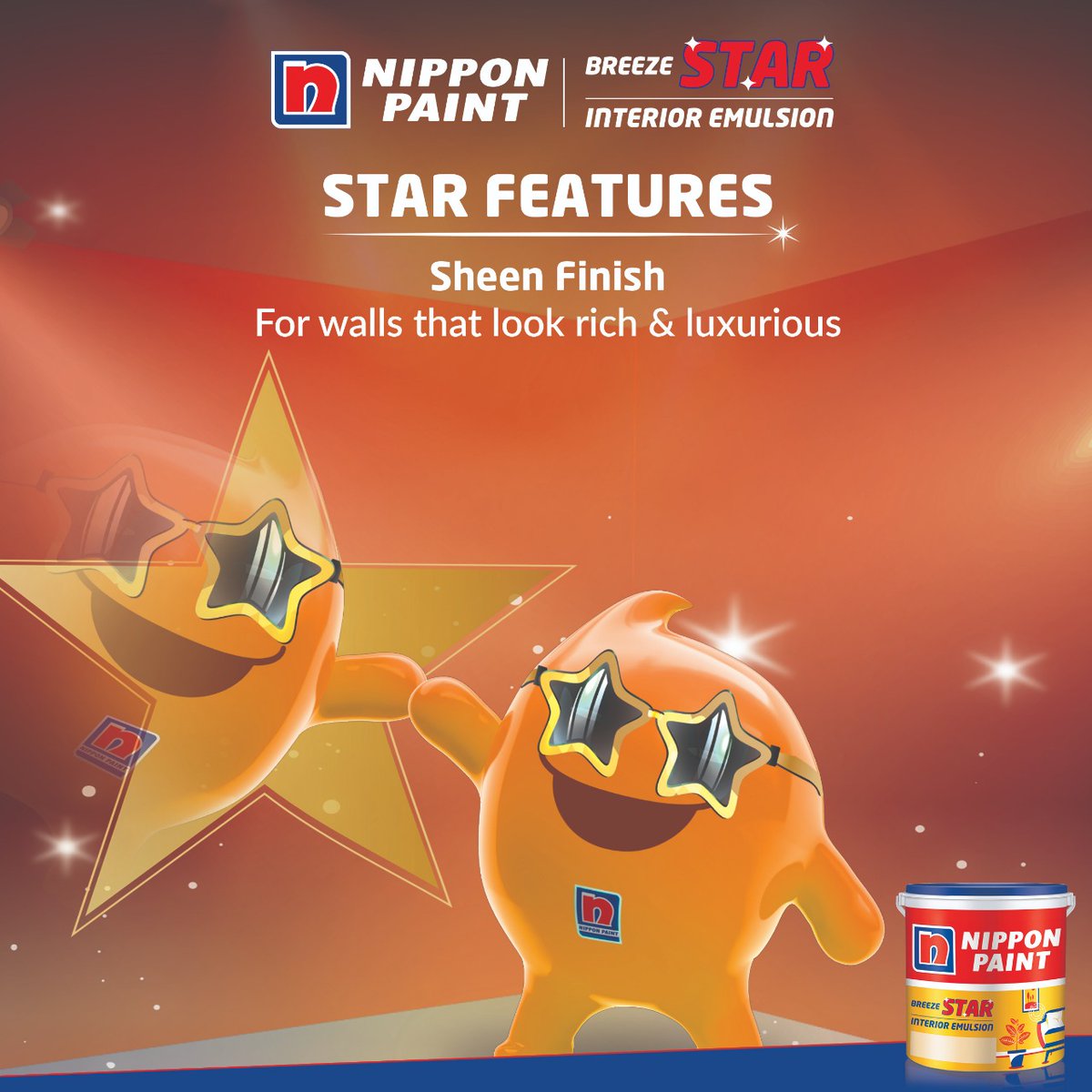 NipponIndia's tweet photo. Introducing Nippon Paint Breeze Star, the Superstar of Shine. Our high-quality interior emulsion offers excellent sheen to your walls like never before. What’s more? It’s quite light on your pocket too.
#NipponPaint #BreezeStar #Shine #SuperstarOfShine #LowVOC #3YearProtection https://t.co/fukfO8Ljhc