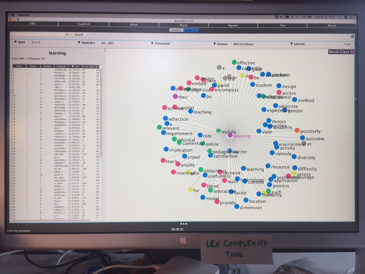 RaffaBottini's tweet photo. #talc2020 GraphColl #LancsBox is suggested by @l_for_ti as a DDL tool to visualize collocations and create graphs and networks!! https://t.co/C2tD1gpYap