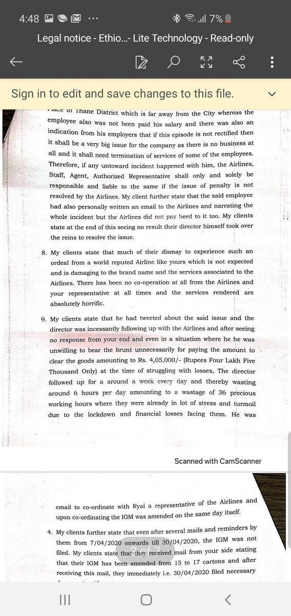 ChandurMoriani's tweet photo. @ITLNLive @escgroup @LogUpdateAfrica @AirCargoAfrica @AirCargoIndia @aircargo @HAEGroup @Logistics_Insid @ACWmagazine @aircargoweek @StatMediaNews @flyethiopian @EthiopiaMumbai Notice sent to Ethiopian airlines for damages and harrassment https://t.co/XZ1uxV5EB6