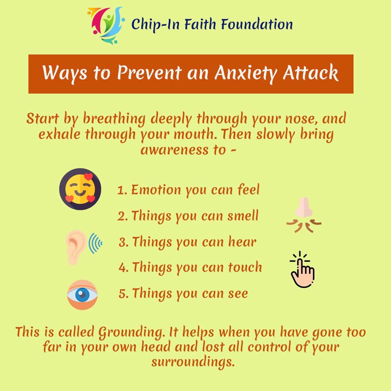 chipinfaith's tweet photo. With so much going around across everywhere and the world fighting the pandemic; difficult times can make you anxious and this can lead to an Anxiety attack. There are effective ways in which one can deal with it.

#anxietyawareness #anxietyproblems #chipinfaithfoundation https://t.co/dZlC3Vzzyu