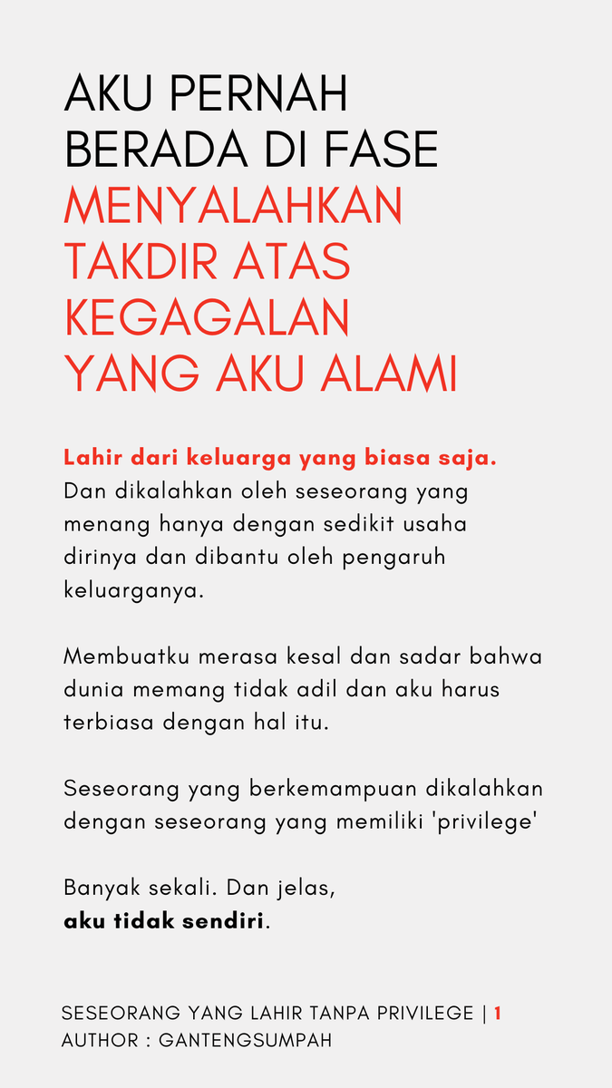 gantengsumpah's tweet photo. Seseorang yang lahir tanpa privilege. https://t.co/sEiXQ2BDE8