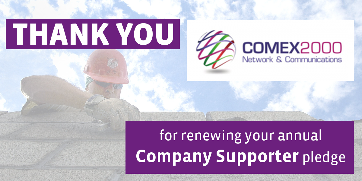 WeAreLHCharity's tweet photo. #Thankyou to #Comex2000 for renewing their annual #CompanySupporter pledge - your ongoing support means we can continue to support construction families in need. https://t.co/JaBKeXc9qz