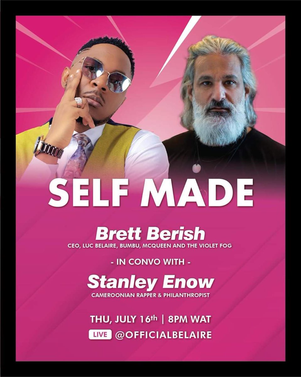 StanleyEnow's tweet photo. Tonight Live on @OfficialBelaire instagram 💯💯
#SelfMade
#BrettBERISH https://t.co/5HJd1R2yQJ
