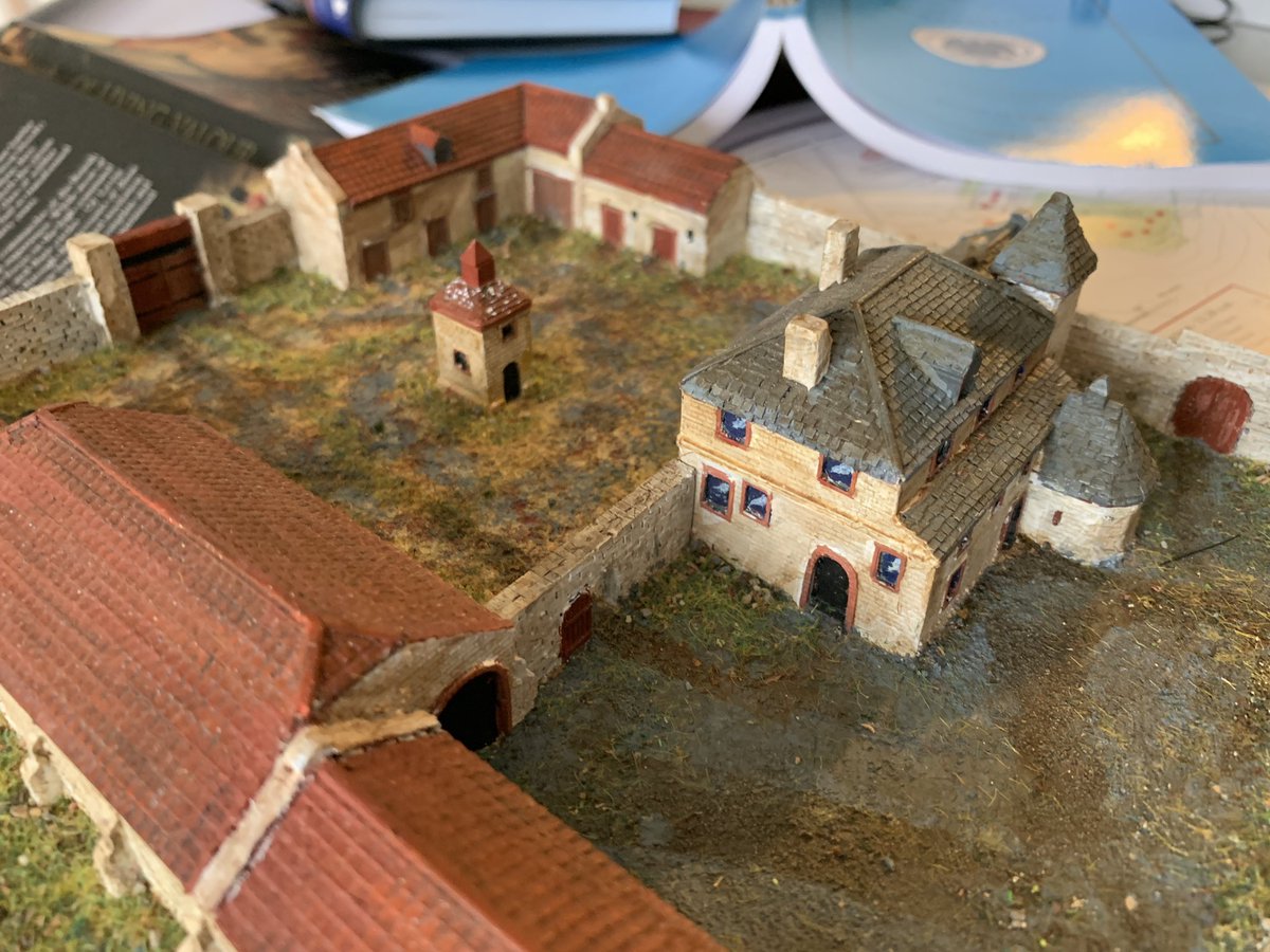 ProfTonyPollard's tweet photo. Spent morning recording my next online lecture for @DigWaterloo. Pleased to be able to use my own model to help examine how close the French came to capturing Hougoumont. Should be out on general YouTube release soon! @UofGWarstudies @JofConflictArch https://t.co/4c4hBCU6Z6