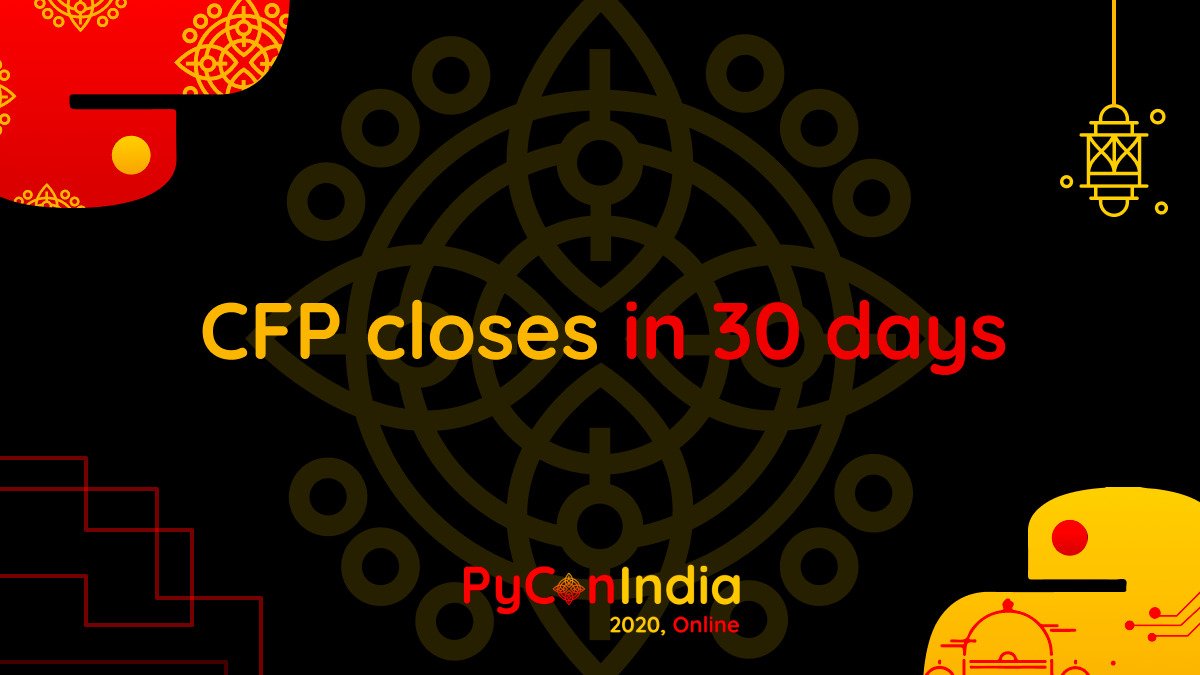 pyconindia's tweet photo. Hit that submit button!🖱️The CFP for PyCon India closes in 30 days 📆 Let's put that weekend to good use✍️. https://t.co/PcqYT6Wkhn

#pyconindia2020 https://t.co/njB8ufbflM