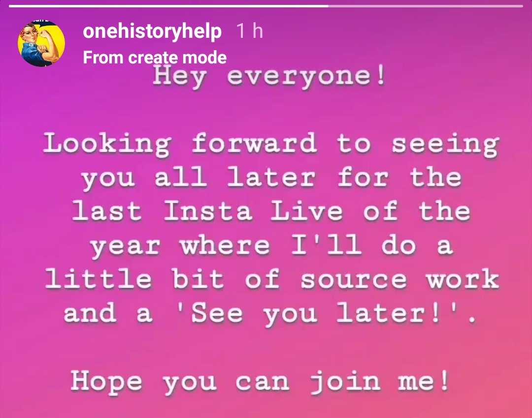 onehistoryhelp's tweet photo. Postponed from Tuesday, today's Insta Live video will be at 5pm! #onehh #seeyouthen https://t.co/2znVZoTUK4