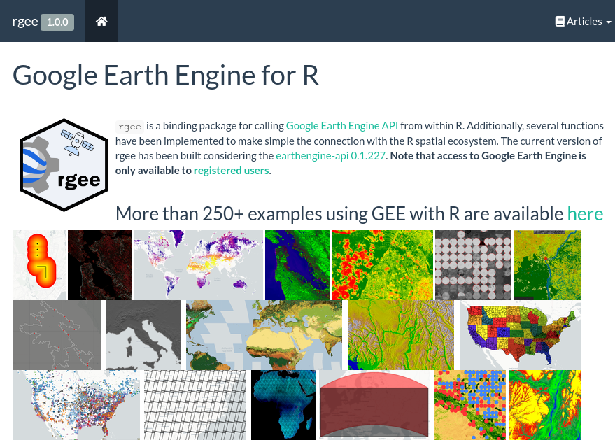 Hello, #EarthEngine community. Check out the fantastic #rgee package v1.0 by @csaybar. Huge thanks to his hard work 👏👏👏

Paper: doi.org/10.21105/joss.…

GitHub: github.com/r-spatial/rgee

Docs: r-spatial.github.io/rgee/

#rstats #mapping #GIS #remotesensing #geospatial