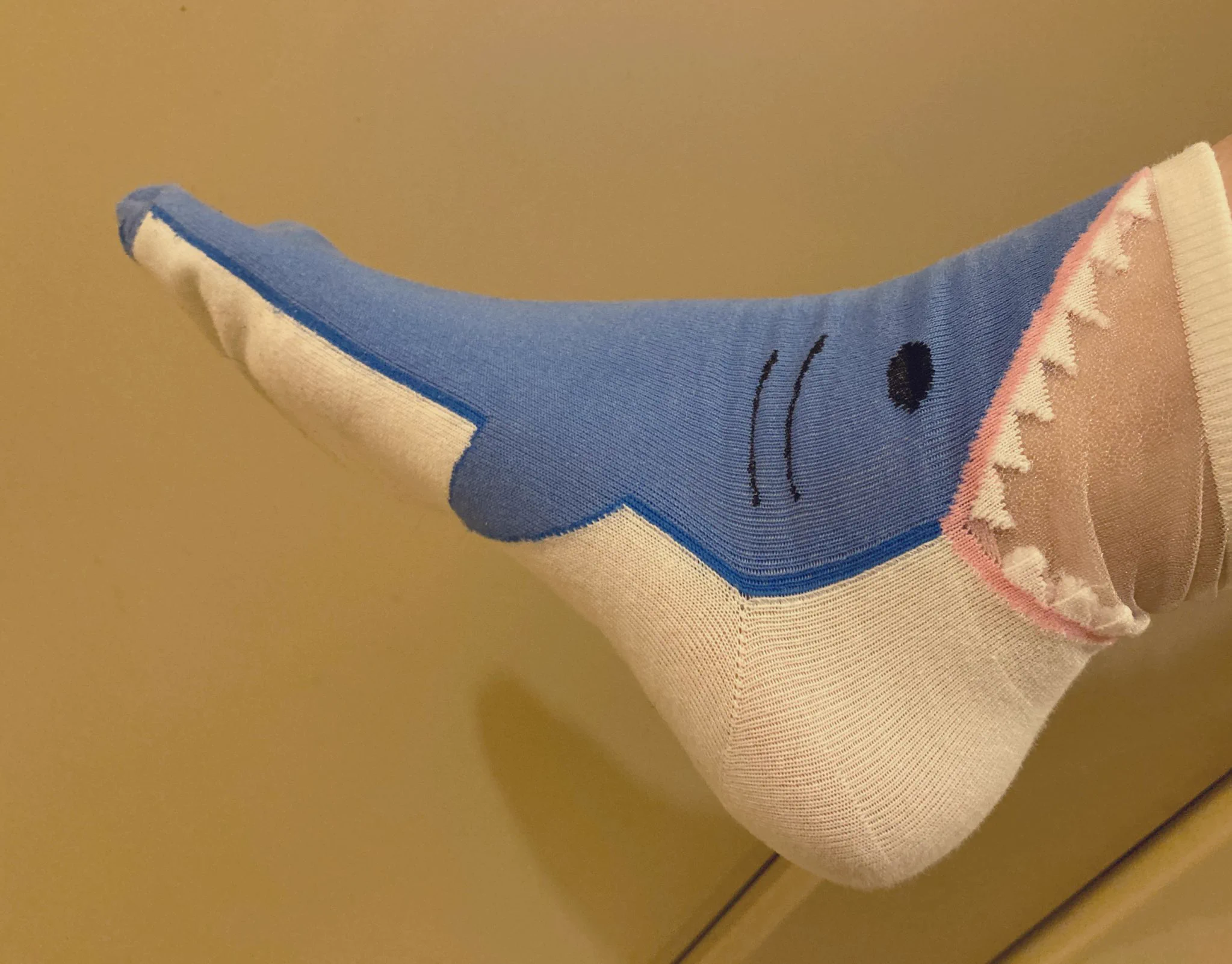 @mamecheese はじめまして。私もちょうど今日この靴下を履いていたので思わずリプ送っちゃいました！
かわいいですよね🦈 