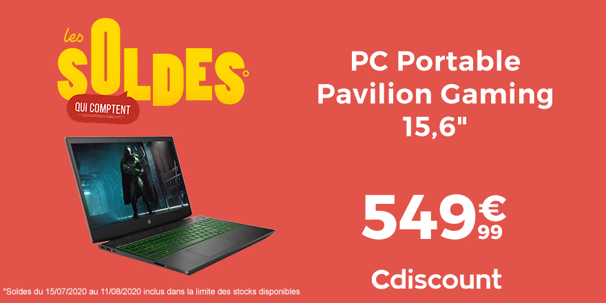 Cdiscount's tweet photo. 🔸 SOLDES°

HP PC Portable Pavilion Gaming 15'' à 549,99€ ▶️ https://t.co/mNPNeHXdpK

#CdiscountSoldes https://t.co/XZbdVrOjM3