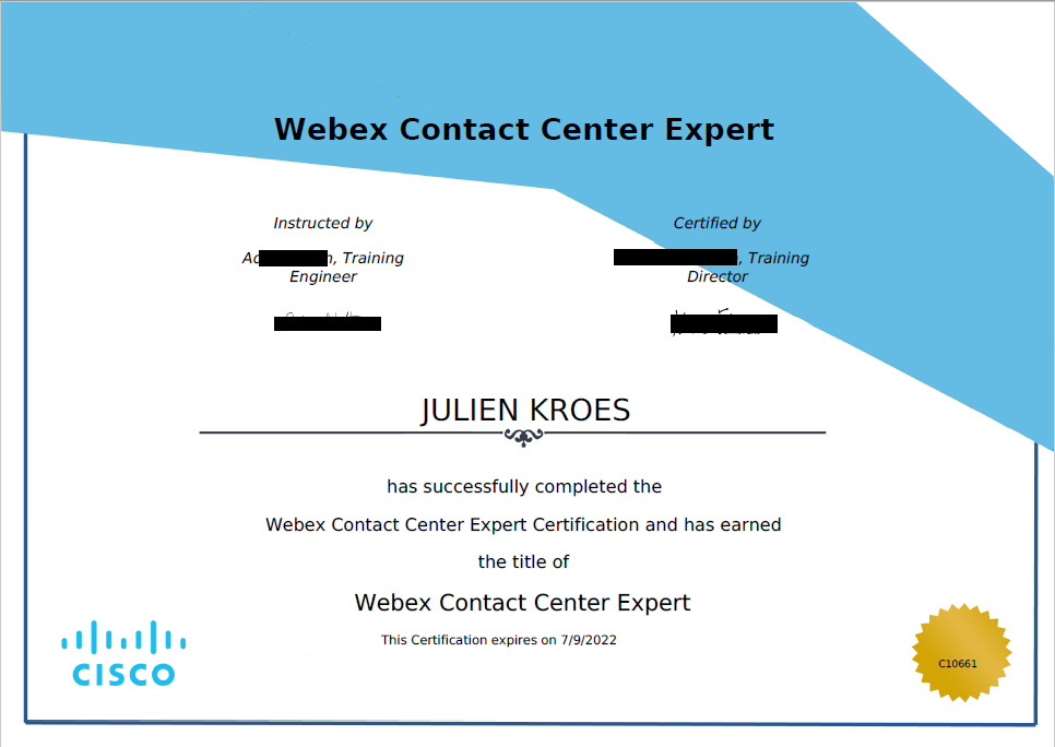 j_kroes's tweet photo. Attended the Cisco #WxCC training @CiscoCCPartners, Last week received the message that I passed the exam for Webex Contact Center Expert! 💪 The same goes for Martijn Boendermaker this week. 😎 Next is the Jumpstart 🦘 of #WxCC @AxiansNL 🚀 #CiscoChampion https://t.co/mvlX4Q1e33