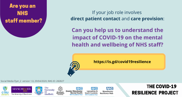 Our Trust is participating in a new online survey to explore the psychological impact of COVID-19 on NHS clinical staff. Please click is.gd/covid19resilie…, it would really help us if you could enter our Trust name on the survey when prompted.