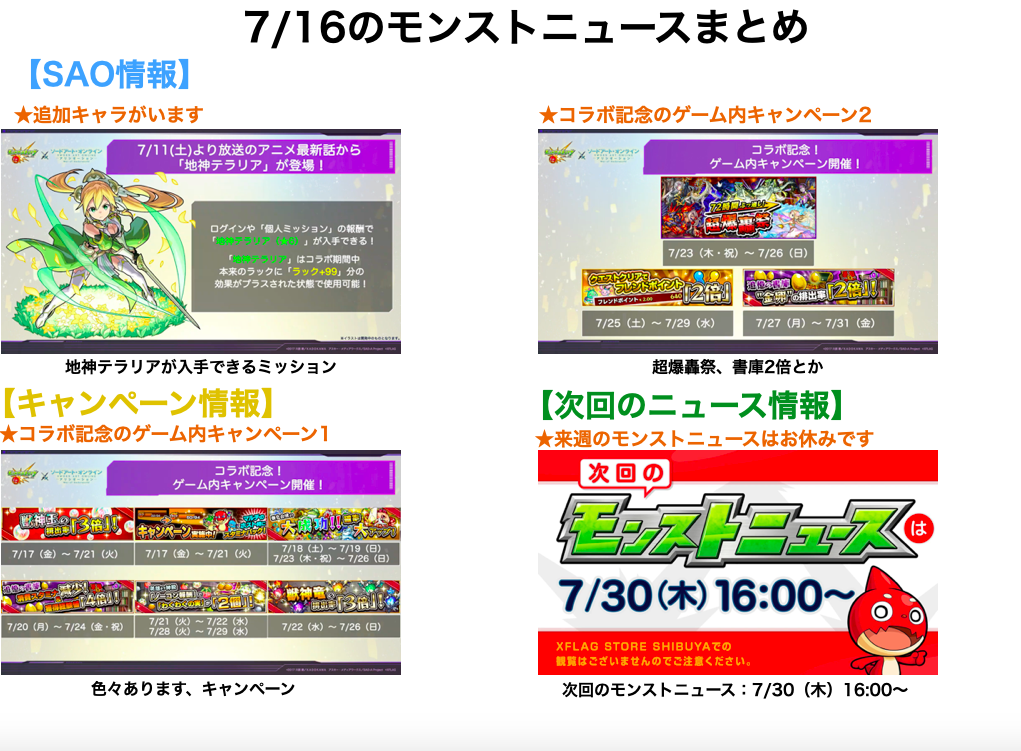 とんぬん 7 16のモンストニュースまとめ 獣神化は パーシヴァル 来週のラッキーモンスター 新超絶 オリハルコン モンストの日引き換えアイテム Saoコラボ追加情報 その他キャンペーンについて モンストニュースurl T Co とんぬん 7 16のモンストニュースまとめ 獣神化は パーシヴァル 来週のラッキーモンスター 新超絶 オリハルコン モンストの日引き換えアイテム Saoコラボ追加情報 その他キャンペーンについて モンストニュースurl T Co