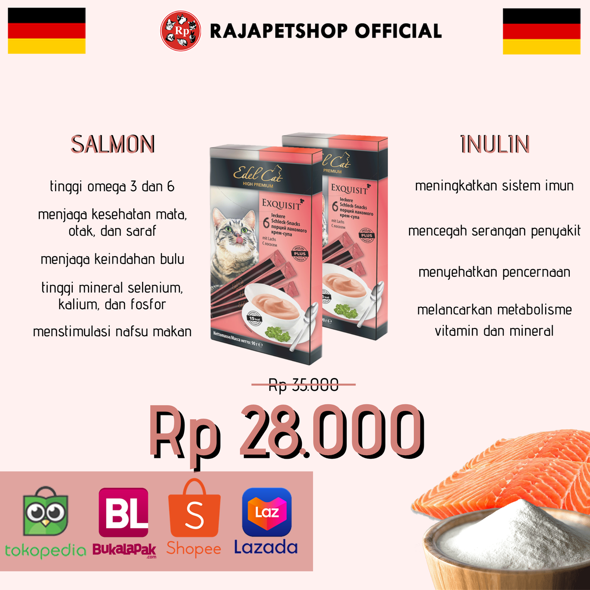 Dapatkan snack liquid untuk kucing kesayangan kalian dengan harga super terjangkau hanya di e-commerce Rajapetshop Official!😄

#catfood #catsnack #cat #CatsOnTwitter #catstagram #catsofinstagram #CatsOfTwitter #catlover #catlovers #catlife #catsvideo #kucing #petshop