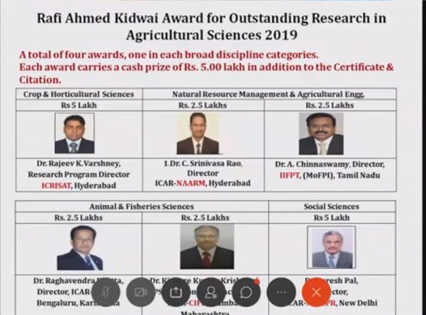 ICRISATRPACI's tweet photo. Proud moment for us, Dr @rajvarshney announced recipient of @icarindia’s most prestigious Rafi Ahmed Kidwai Award for outstanding #research in #Agricultural #Sciences category for 2019. The award was announced today, on the occasion of 92nd @icarindia foundation day. https://t.co/OMCErSJfS5