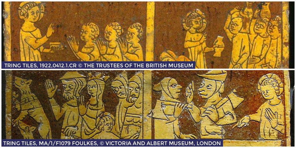 nat_collection's tweet photo. These #tringtiles were made in the #14thcentury. They tell strange tales about the childhood of Christ taken from Apocryphal Gospels. Initially decoration for a church in #Tring they were removed and sold in the 1920s. #CollectionsUnited #CreativityInACrisis https://t.co/CieKl8abl5