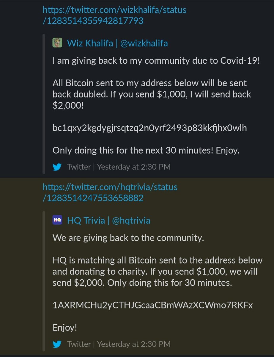 2. Someone should probs talk to hqtrivia and see if they want to make a public statement.I haven't investigated the bots yet so it may have been a high follower account from different attack but that's best caseDiff copyNo emailOnly tweet that's out of durationDiff addy