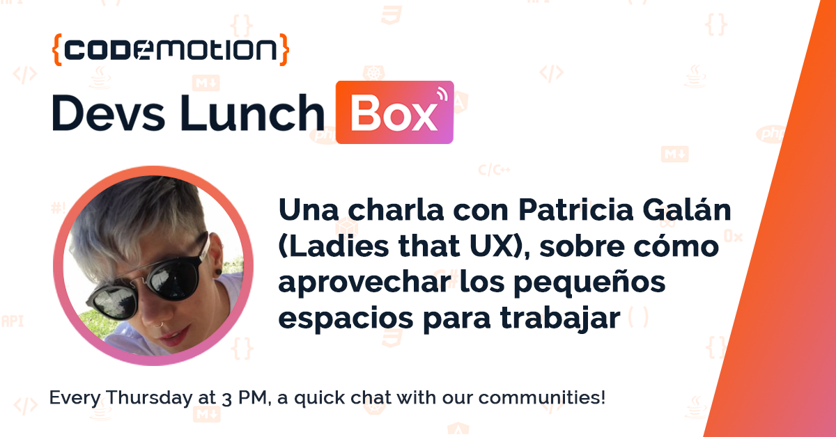 CodemoMadrid's tweet photo. Nuestra última #CodemoCharla es con @galandecastro de @LadiesthatUX_MA. Además de hablar cómo lleva la comunidad la situación actual, nos contó sobre cómo aprovechar los pequeños espacios para trabajar.
⏰ A partir de las 15 hs
🌐 https://t.co/WytNCS3ebj https://t.co/SZeJbKmF0H