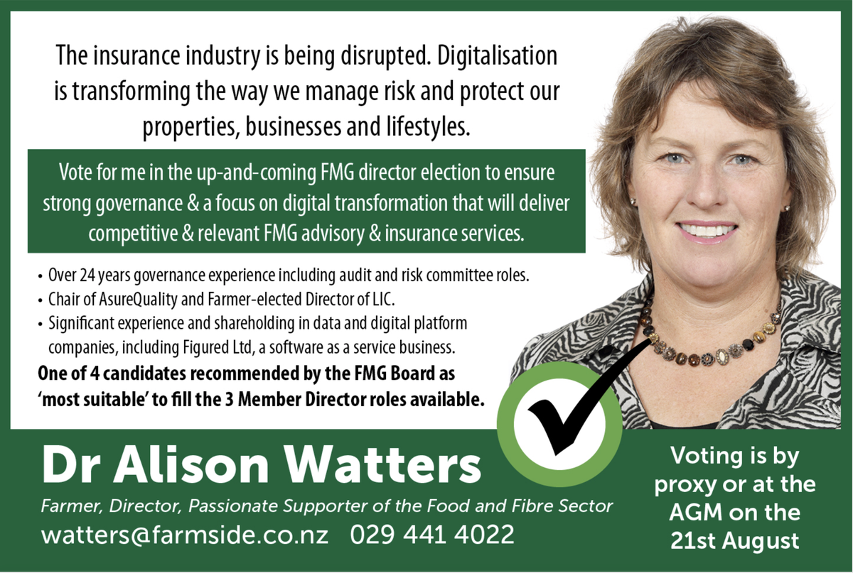 AlisonWatters2's tweet photo. FMG is an iconic NZ company that I've always aspired to be part of. The 2020 round of Director elections for FMG is now in progress, and I would really appreciate your support. https://t.co/XuFpKVQnlN
