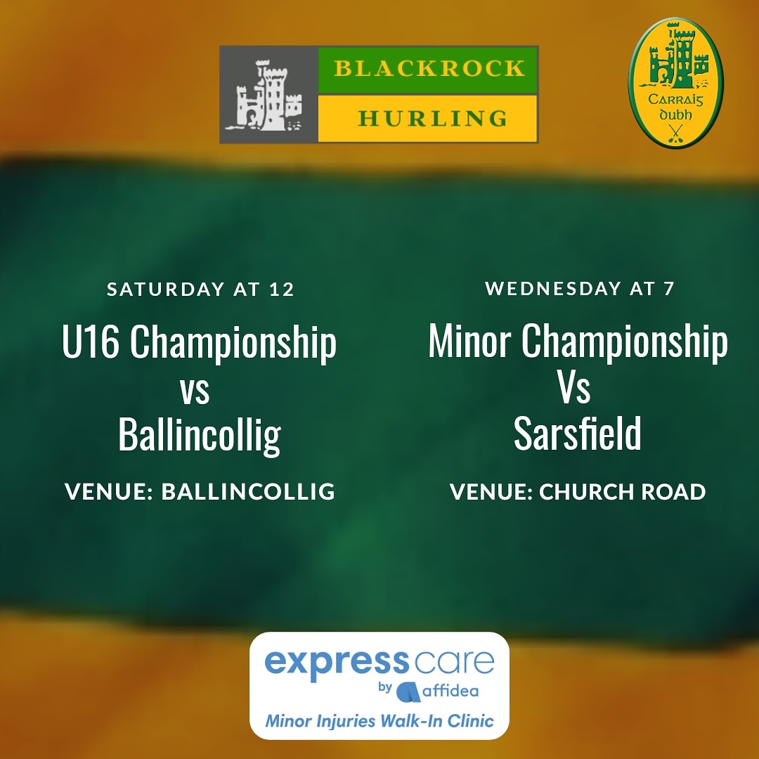 RockiesCork's tweet photo. The club's return to competitive action starts on Saturday when our U16 hurlers play @ballincolliggaa in their first group game in Ballincollig at 12

Following this our minors play @sarscork on Wednesday at 7pm in Church Road

#AffideaExpressCare https://t.co/Q4u2bQuzRg
