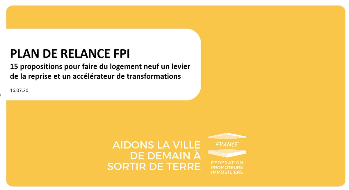A_FrancoisCuxac's tweet image. Nos propositions pour la #relance de l'#ImmobilierNeuf : 
1⃣ 1 méthode : le dialogue avec les élus, dans des configurations qui permettent d’échanger sur la complexité de la #VilleDeDemain
2⃣15 mesures pour faire du neuf un levier de la reprise et accélérateur de transformation