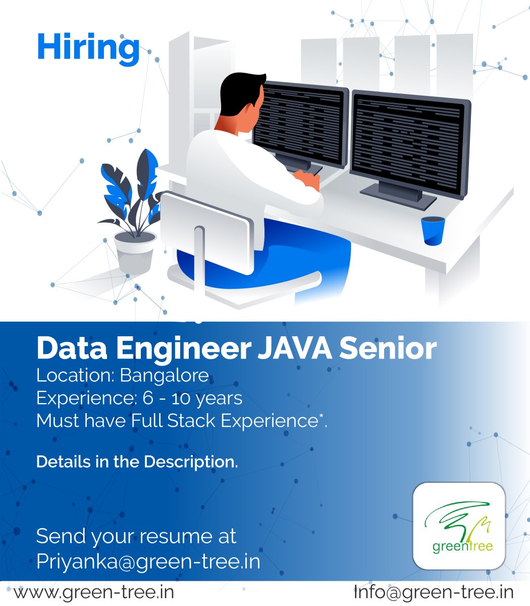 GreentreeLtd's tweet photo. #HiringNow
Data Engineer JAVA Senior : Bangalore
Priyanka@green-tree.in
๐ข Like
โ
Share
โป๏ธ Refer a friend
#javadevelopers #kafka #dataengineers #jsondeveloper #springboot #java8 #recruitmentconsultants #vacancy #recruitment #hiring #vacancy #hrmanager #json #GitHub, #Maven https://t.co/YdqC5AvYwx