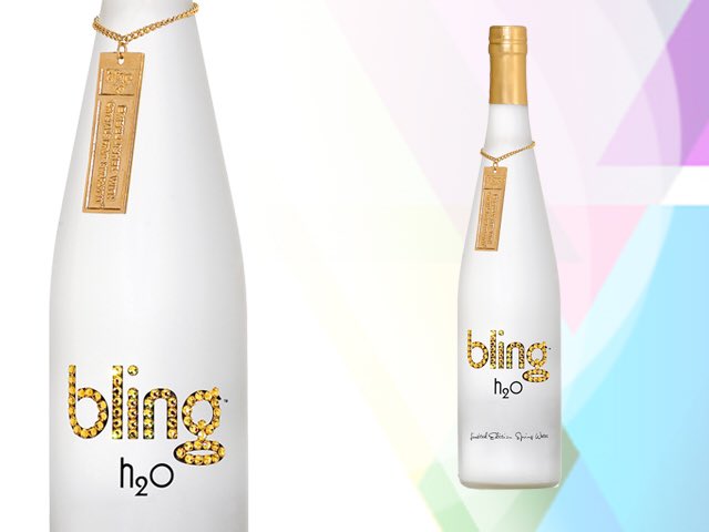 Bling H2O – $40 (N15,480)per 750mlBling water gets bottled right where it comes from. the English Mountain Spring, which is located at the base of the Great Smoky Mountains of Tennessee. It goes through a 9-step purification process.