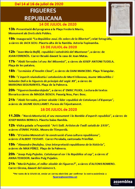 Tramuntana Televisió (@tramuntana_tv) on Twitter photo Avui dijous continuen els actes de #FigueresRepublicana amb micro-conferències matí i tarda. <a href="/ANCFigueres/">ANC Figueres</a> <a href="/jmbernils/">Josep Maria Bernils</a> <a href="/Alfons_Romero/">Alfons Romero Dalmau</a> <a href="/EnricPujol1960/">Enric Pujol C.</a> <a href="/AlbertTestart/">Albert Testart</a> <a href="/annateixidorcol/">anna teixidor colomer</a> Avui dijous continuen els actes de #FigueresRepublicana amb micro-conferències matí i tarda. <a href="/ANCFigueres/">ANC Figueres</a> <a href="/jmbernils/">Josep Maria Bernils</a> <a href="/Alfons_Romero/">Alfons Romero Dalmau</a> <a href="/EnricPujol1960/">Enric Pujol C.</a> <a href="/AlbertTestart/">Albert Testart</a> <a href="/annateixidorcol/">anna teixidor colomer</a>
