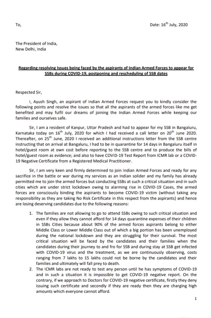AyushSi53655259's tweet photo. #candidatelivesmatter #ssbinterview
Urgent &amp; affirmative action needed to save the lives of the aspirants of the armed forces and to encourage&amp; support deserving candidates to join as officers
@rashtrapatibhvn @PMOIndia @HMOIndia @DefenceMinIndia @MoHFW_INDIA @HQ_IDS_India @adgpi https://t.co/yvgGy50sxb