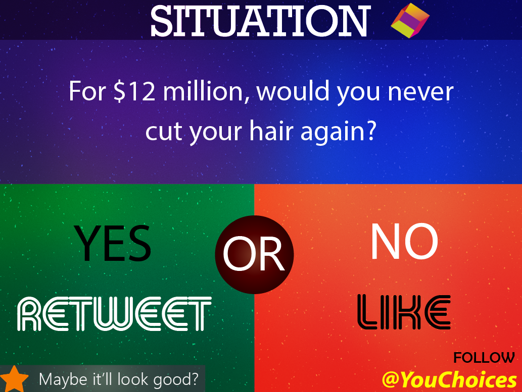 YouChoices's tweet photo. Forever long hair? https://t.co/cKwJIbwGv8