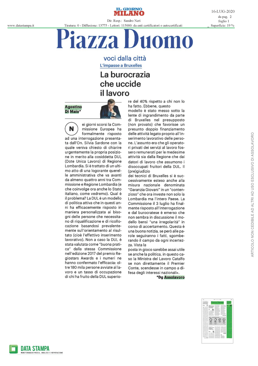 Agostino_DiMaio's tweet photo. Sostenere le #politicheattive significa difendere i modelli che funzionano, anche dagli attacchi della burocrazia della #CommissioneUE. Partiamo dalla #DUL di @RegLombardia. La Politica agisca a difesa di una misura premiata come #bestpractice e a difesa degli interessi nazionali https://t.co/LFzza6hJmZ