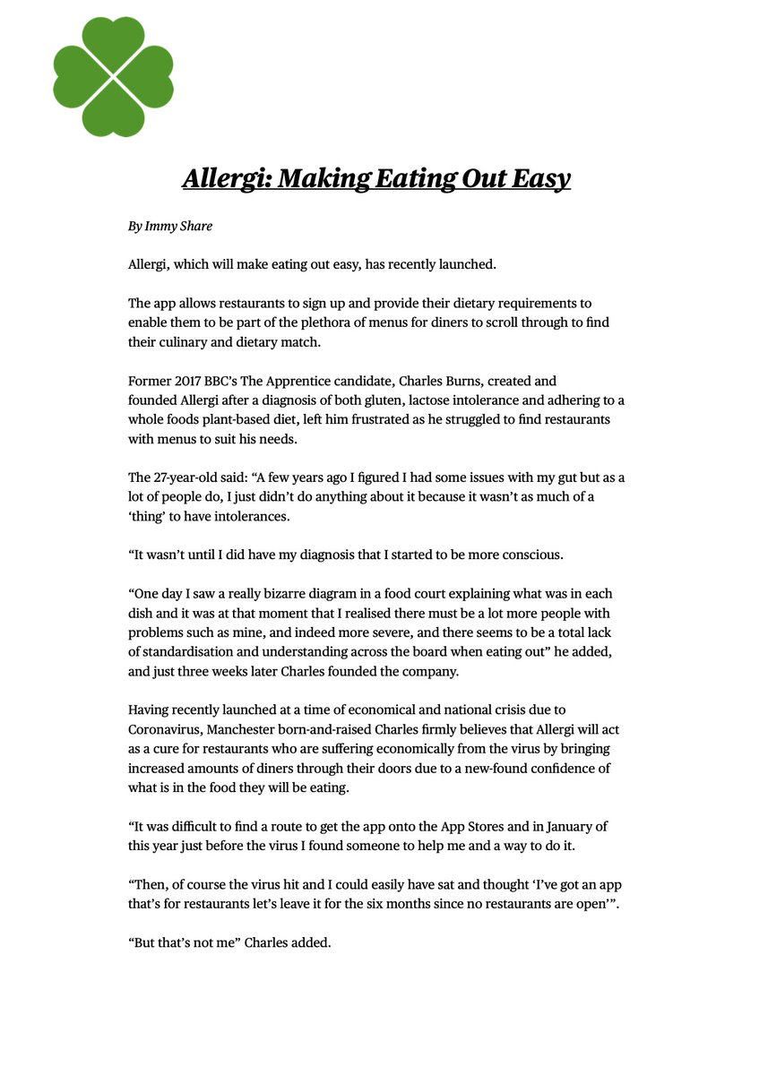 Allergi_app's tweet photo. A huge thank you to @ImmyShare for writing this piece.

This journey has been, is and will be phenomenal.

To everybody that has helped us get here, thank you and to those we will work with in the future, thank you in advance.

-
Charles

#allergi #entrepreneur #business #tech https://t.co/NceaXLCXFn