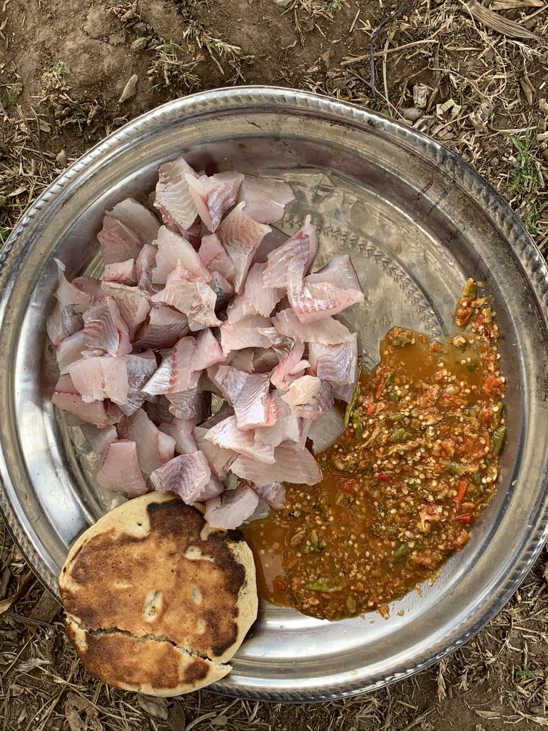 GamoTravel's tweet photo. Traditional #Ethiopian meal fresh from #lakechamo #omovalley, we contribute towards #sustainabletourism through buying available products from local communities #gamotravel #ecotravel #responsibletravel #foodtourism https://t.co/X9BhjrAySj